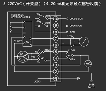 220VAC開關型<a href='http://www.bsszkj.cn/Product/diefa/diandongdiefa/' target='_blank'>電動<a href='http://www.bsszkj.cn/Product/diefa/' target='_blank'>蝶閥</a></a>接線圖